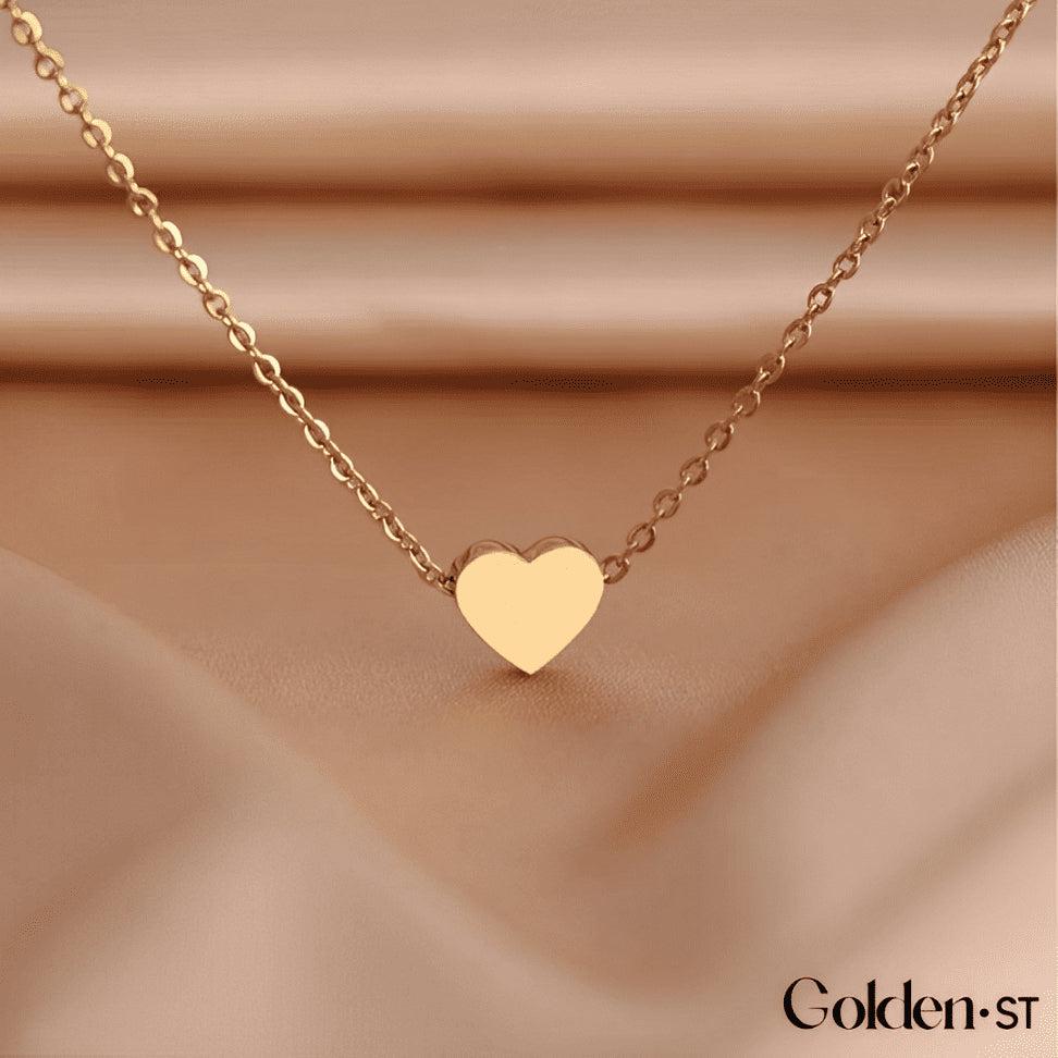 Colar Coração Cúbico Golden Folheado a Ouro