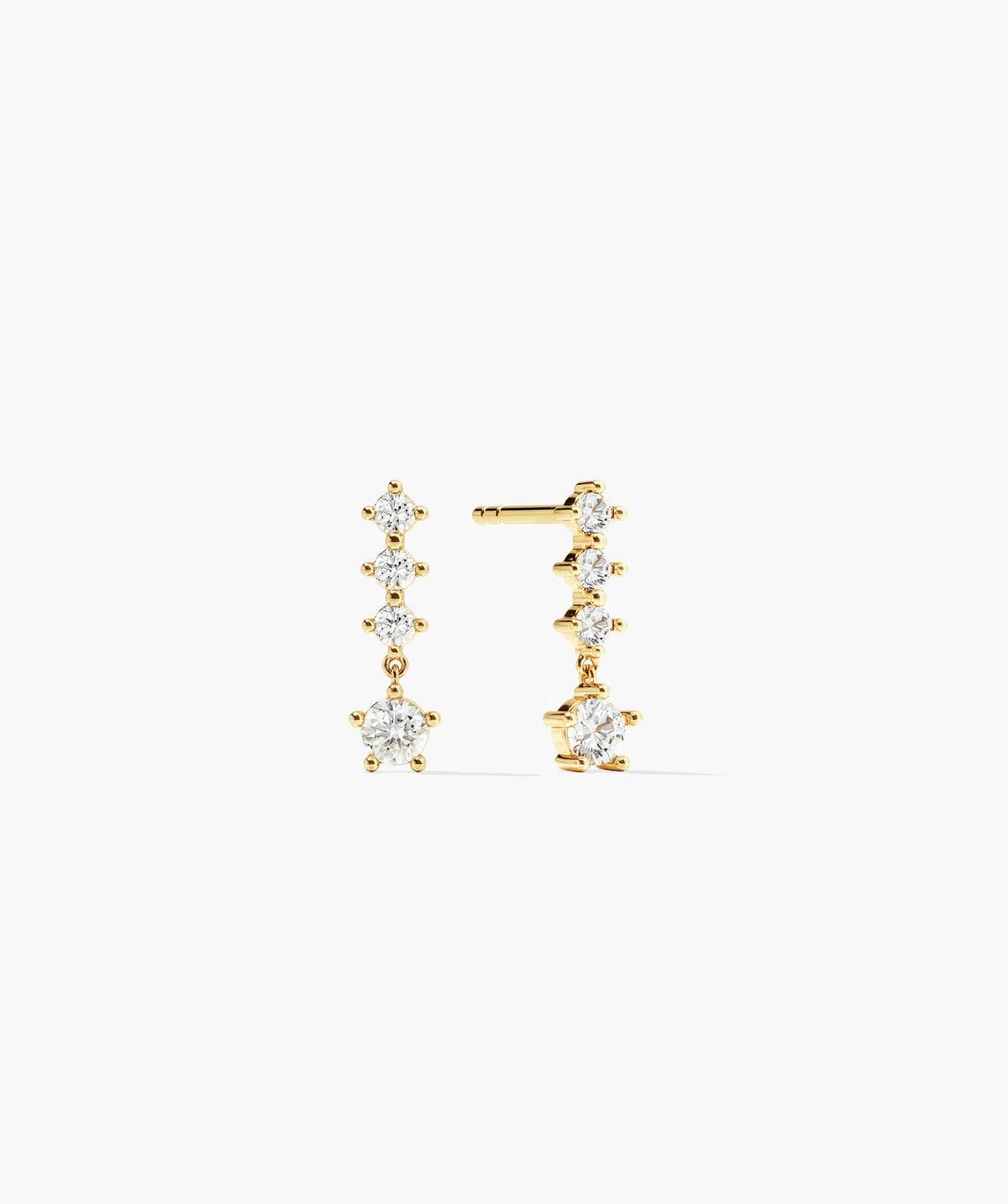 Brinco gota dourado com zircônias