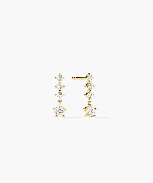 Brinco gota dourado com zircônias