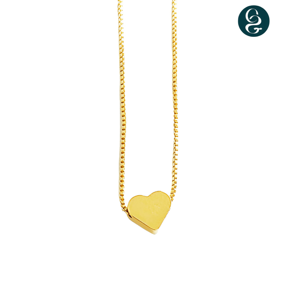 Colar Coração Cúbico Golden Folheado a Ouro