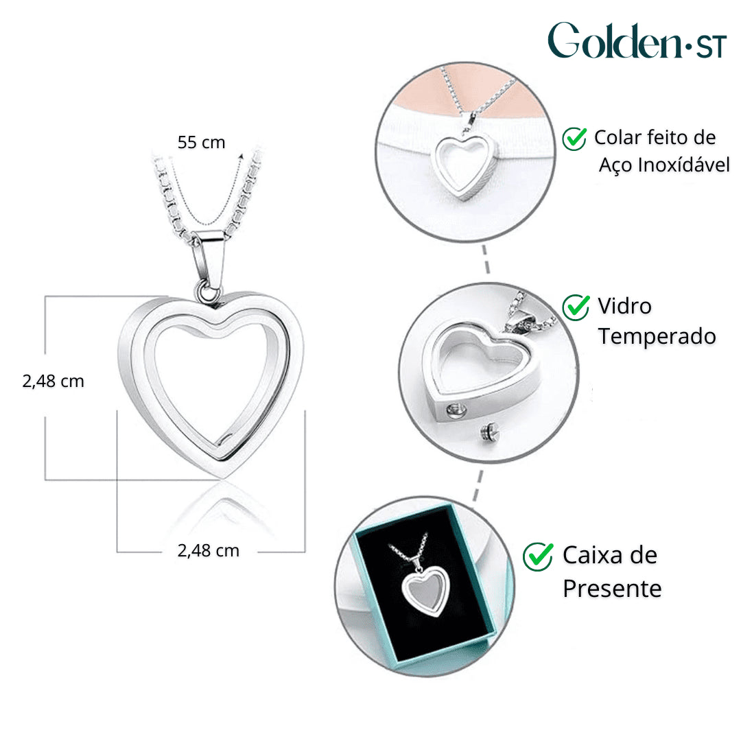 Colar Memorial com Pingente de Coração