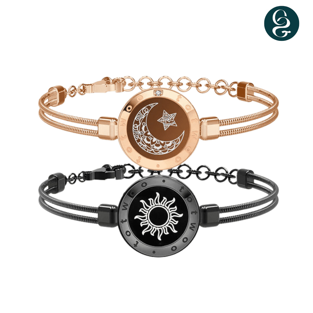 (2 UNIDADES) Pulseira Bluetooth de Casal Banhada em Ouro Rosa e Prata 925