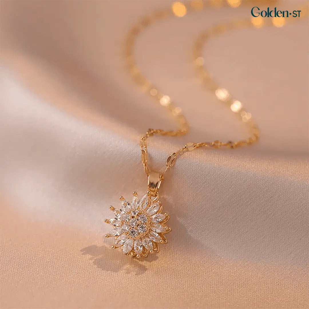 Colar Girassol Giratório | Banhado A Ouro 18k - Especial Dia das Mães