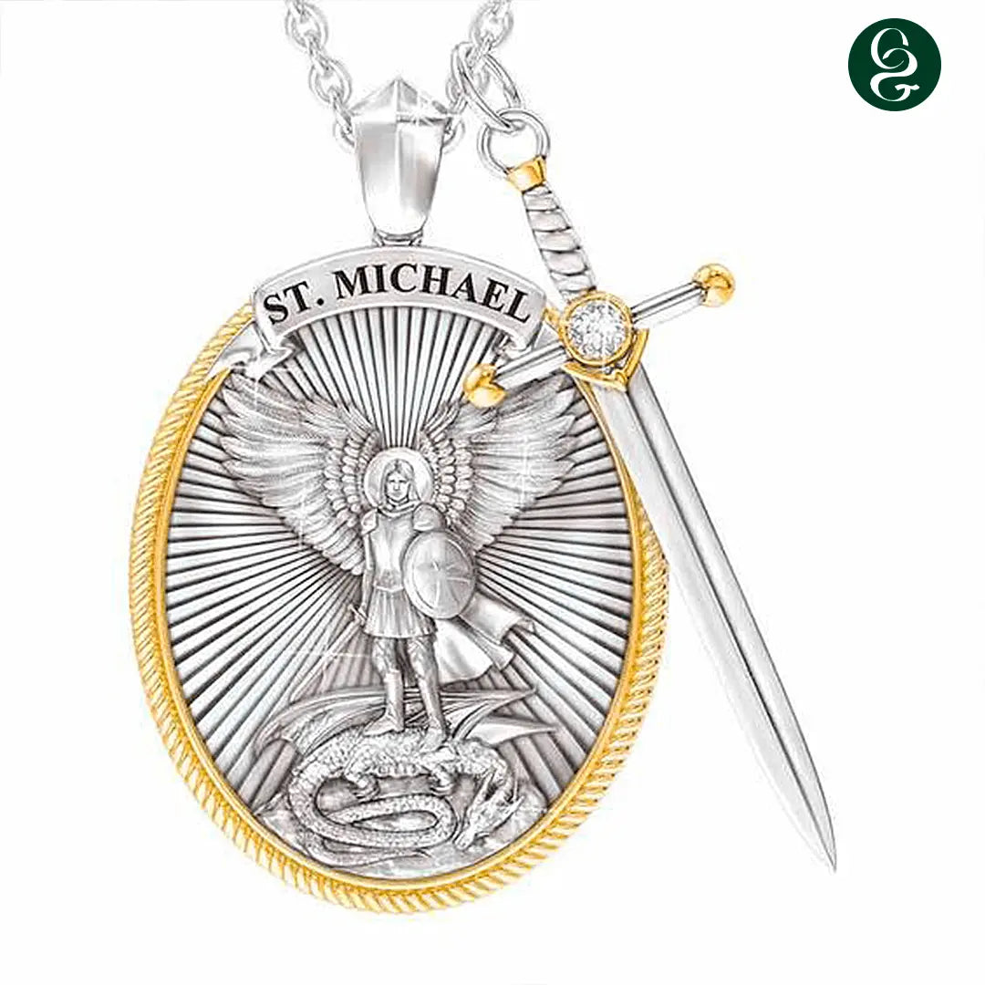 Colar de ouro 18K Mitologia Ocidental São Miguel Anjo