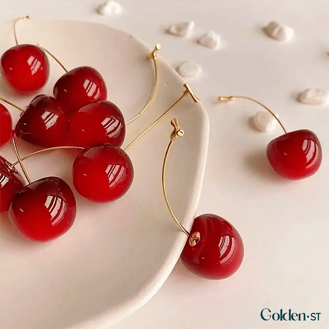 Golden Cherry - Brinco de Cereja Ouro 18K