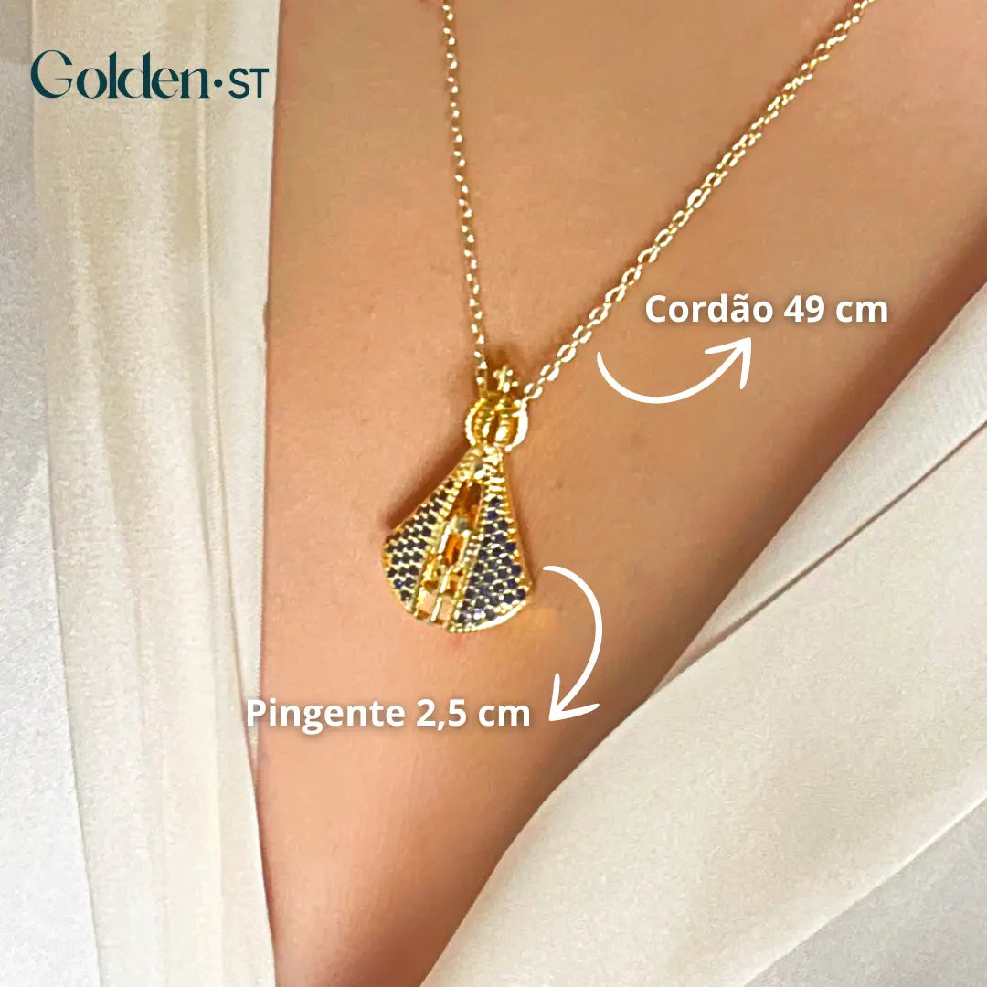 (COMPRE 1 LEVE 2) Colar Nossa Senhora Aparecida - Dupla Face com Manto de Zircônia