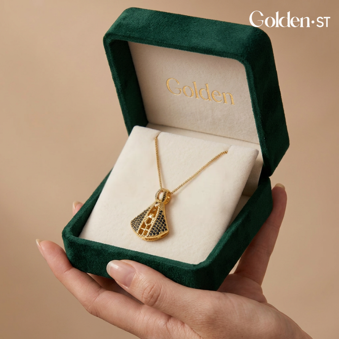 (COMPRE 1 LEVE 2) Colar Nossa Senhora Aparecida Folheado à Ouro e Dupla Face com Manto de Zircônia