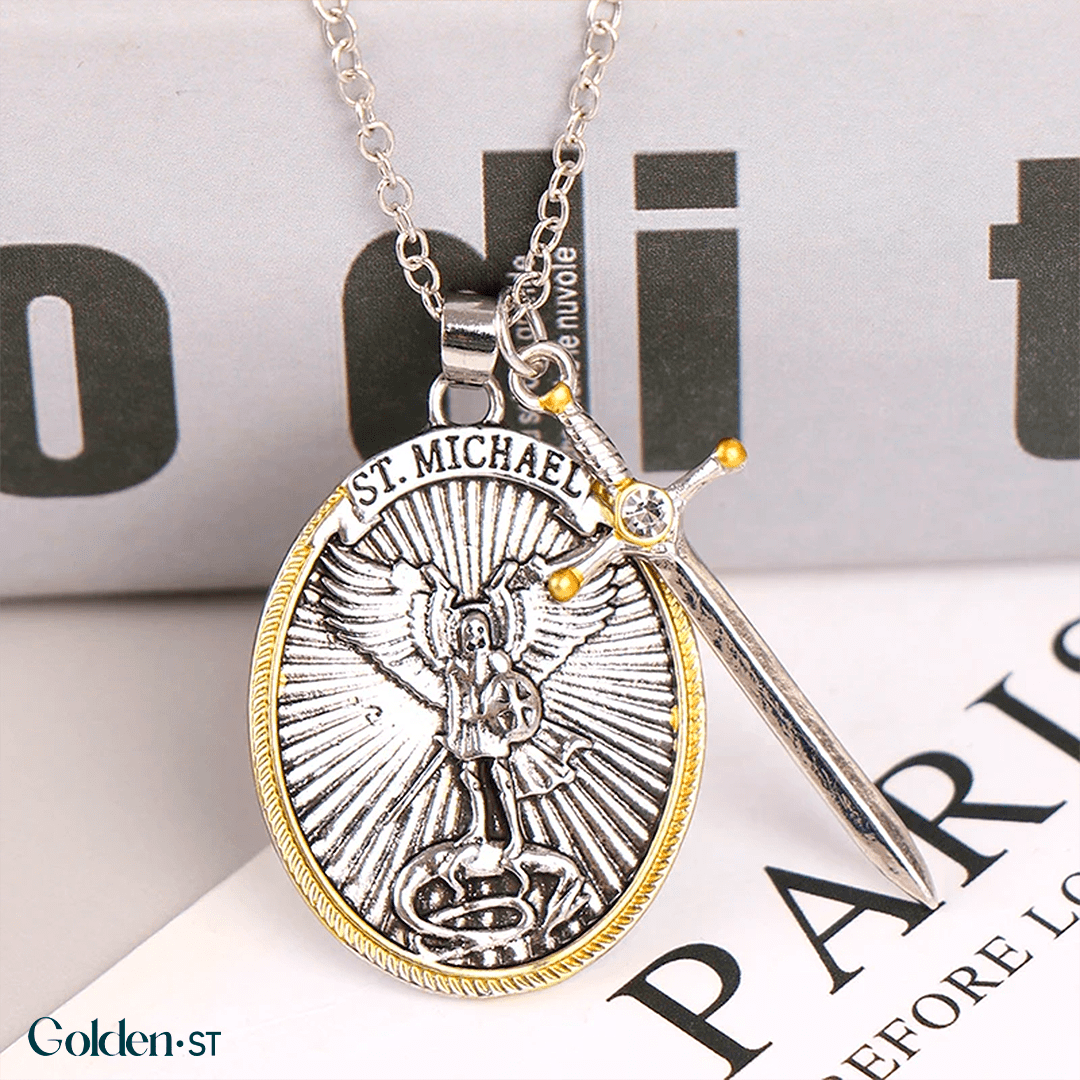 Colar de ouro 18K Mitologia Ocidental São Miguel Anjo