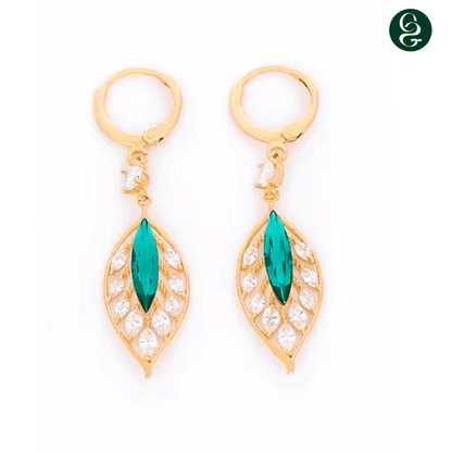 Brinco Longo Folhas Verdes - Cristal Luxuoso | Lançamento 2024