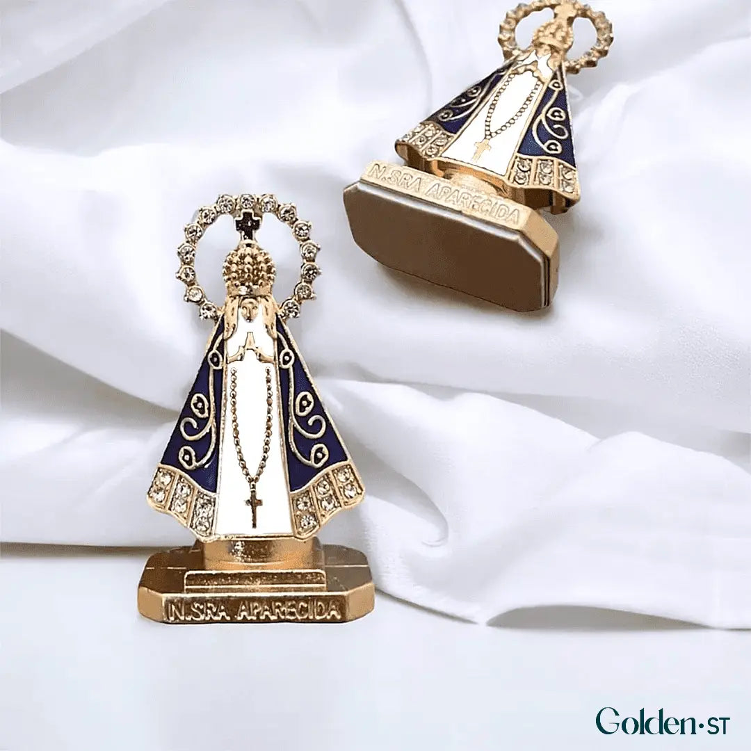 (OFERTA EXCLUSIVA) Imagem Nossa Senhora Aparecida - Dupla Face com Manto de Zircônia