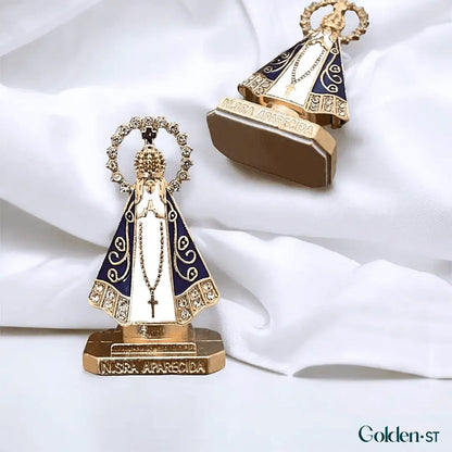(OFERTA EXCLUSIVA) Imagem Nossa Senhora Aparecida - Dupla Face com Manto de Zircônia