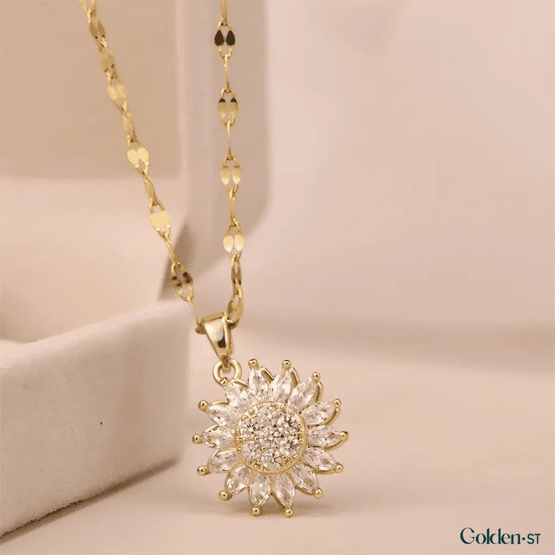 Colar Girassol Giratório | Banhado A Ouro 18k - Especial Dia das Mães
