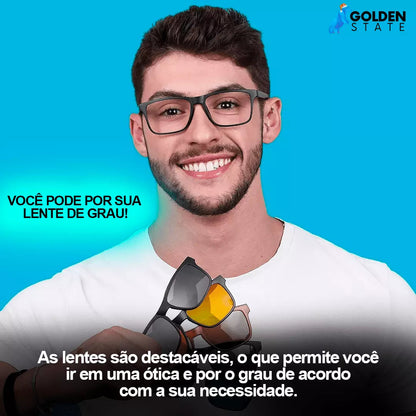 Óculos de Sol Polarizado - PAGUE 1 LEVE 6 + Estojo de Brinde | 50% OFF + FRETE GRÁTIS
