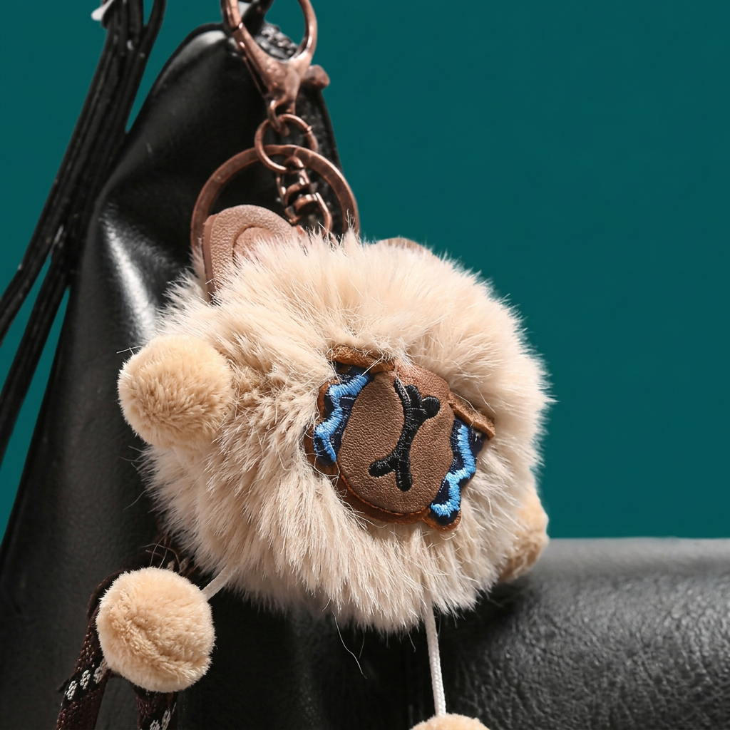 Chaveiro de pelúcia Golden com pompons