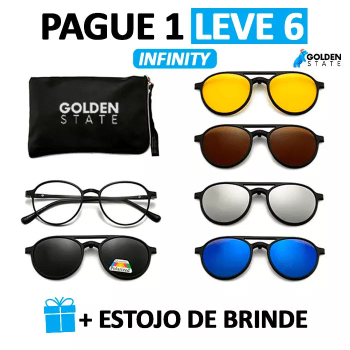 Óculos de Sol Polarizado - PAGUE 1 LEVE 6 + Estojo de Brinde | 50% OFF + FRETE GRÁTIS