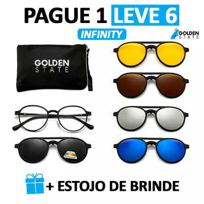 Óculos de Sol Polarizado - PAGUE 1 LEVE 6 + Estojo de Brinde | 50% OFF + FRETE GRÁTIS