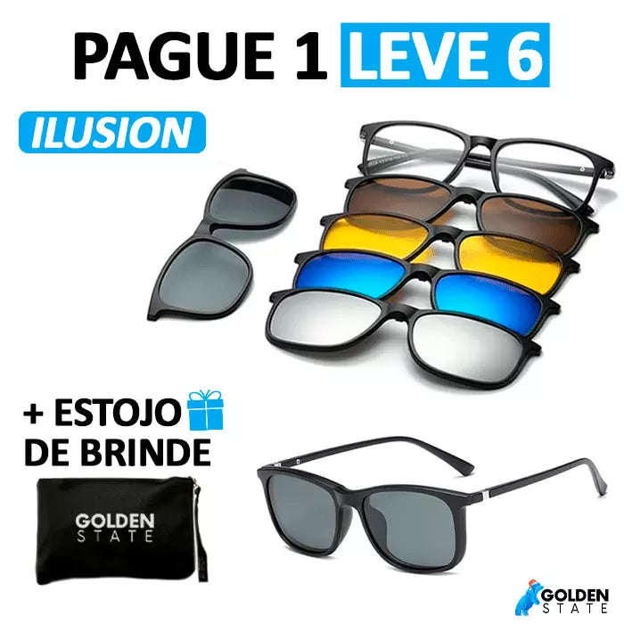 Óculos de Sol Polarizado - PAGUE 1 LEVE 6 + Estojo de Brinde | 50% OFF + FRETE GRÁTIS