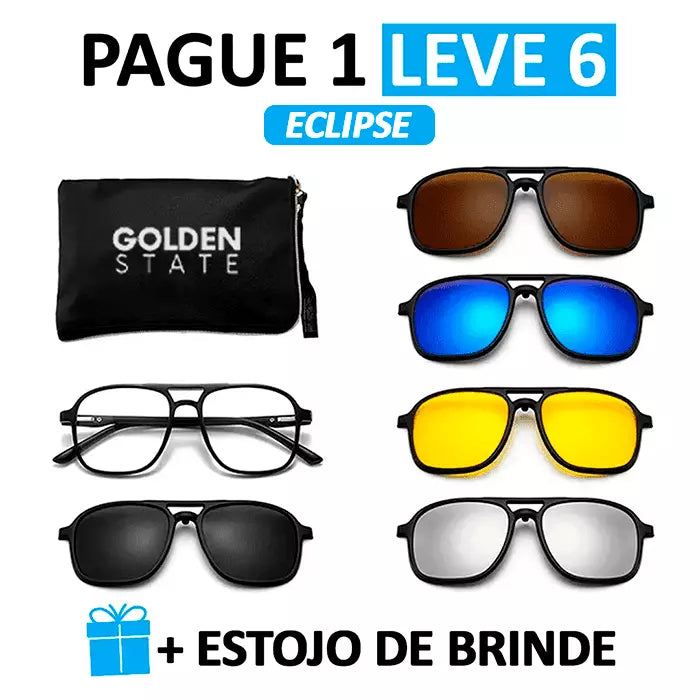 Óculos de Sol Polarizado - PAGUE 1 LEVE 6 + Estojo de Brinde | 50% OFF + FRETE GRÁTIS