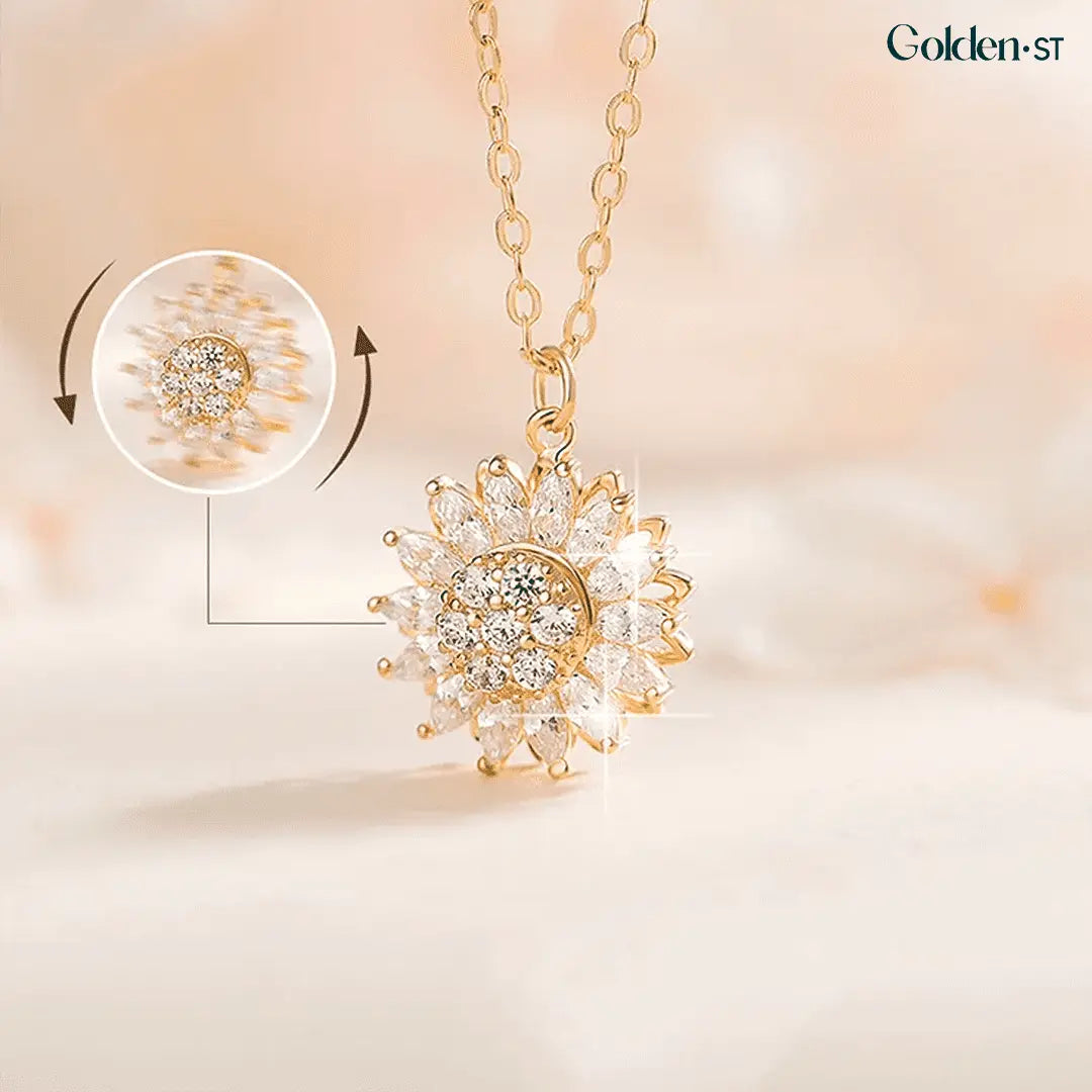 Colar Girassol Giratório | Banhado A Ouro 18k - Especial Dia das Mães